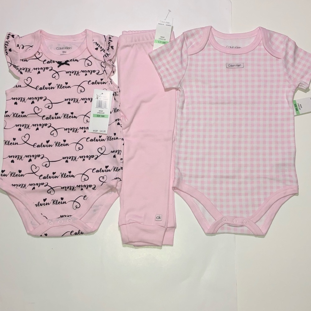 NWT-Calvin Klein Girls 3pc bodysuits/jogger pants